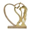 Coppia Stilizzata In Metallo Dorato E Cuore In Legno
