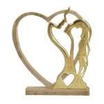 Coppia Stilizzata in Metallo Dorato e Cuore in Legno