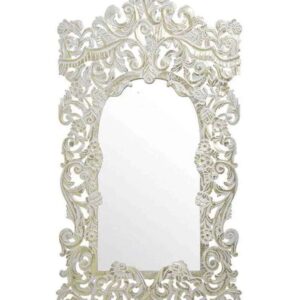 Specchio da Parete Bianco-Oro Vintage 60x120 cm