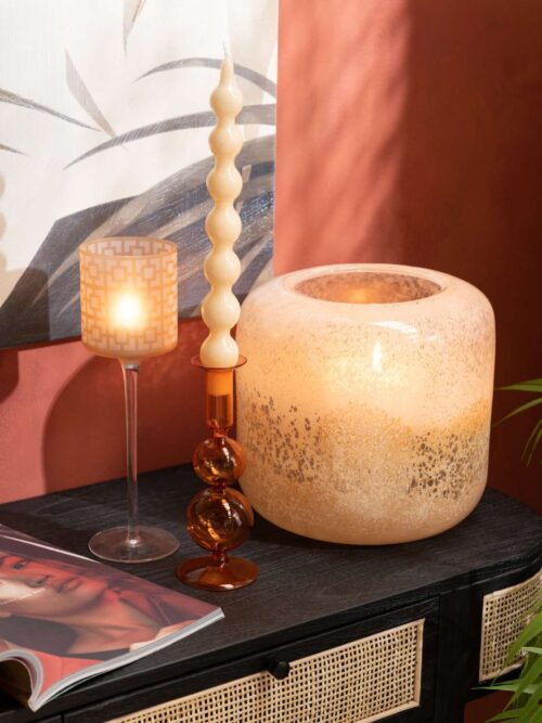 Coppia Candele Borraccia in Paraffina Beige h31