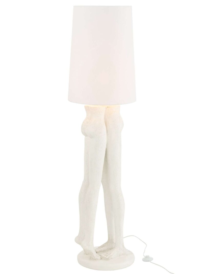 Lampada Da Terra Coppia Abbracciata In Resina Bianca H156