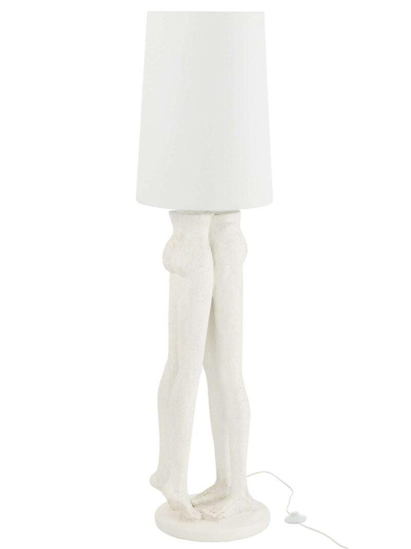 Lampada Da Terra Coppia Abbracciata In Resina Bianca H156