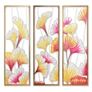 Decorazione Quadro in Vetro Dipinto su Struttura Metallo Dorato