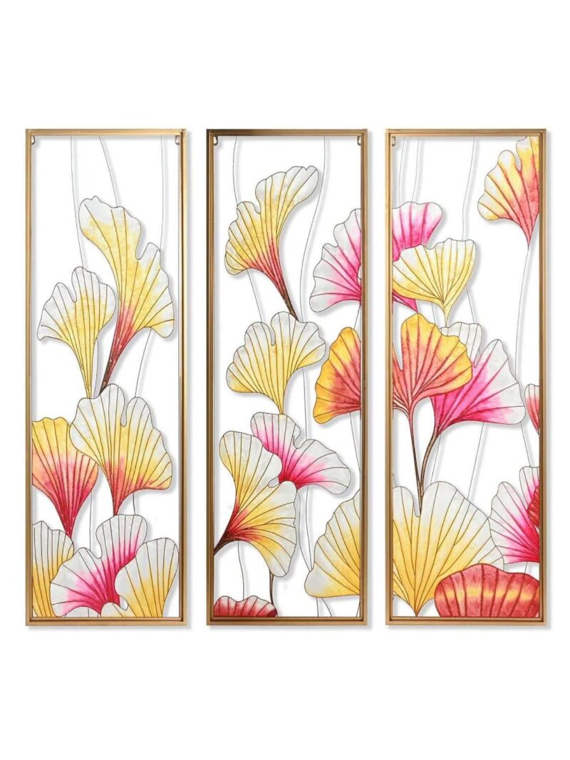 Decorazione Quadro In Vetro Dipinto Su Struttura Metallo Dorato