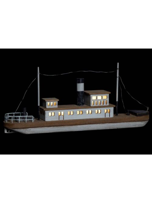 Barca Bianca in Legno Paulownia con Illuminazione Interna a LED