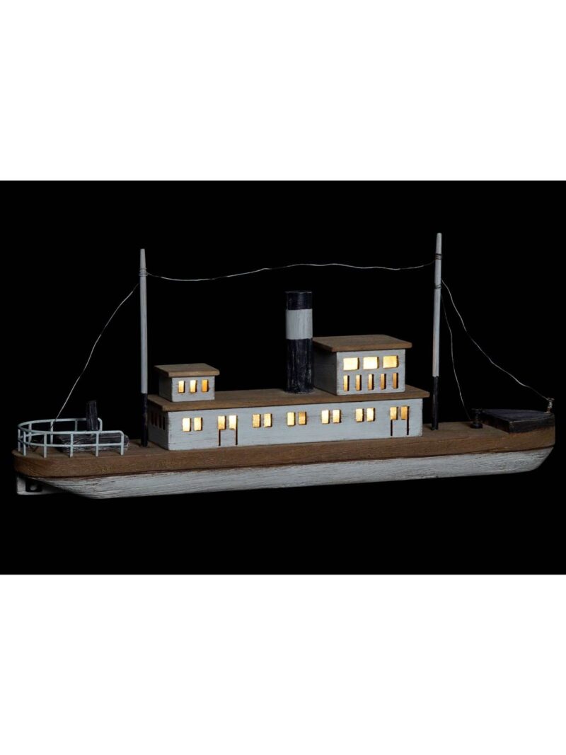 Barca Bianca In Legno Paulownia Con Illuminazione Interna A Led