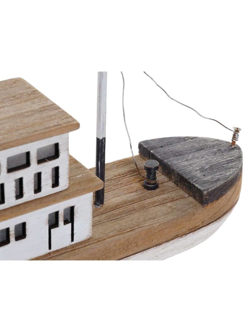 Barca Bianca In Legno Paulownia Con Illuminazione Interna A Led