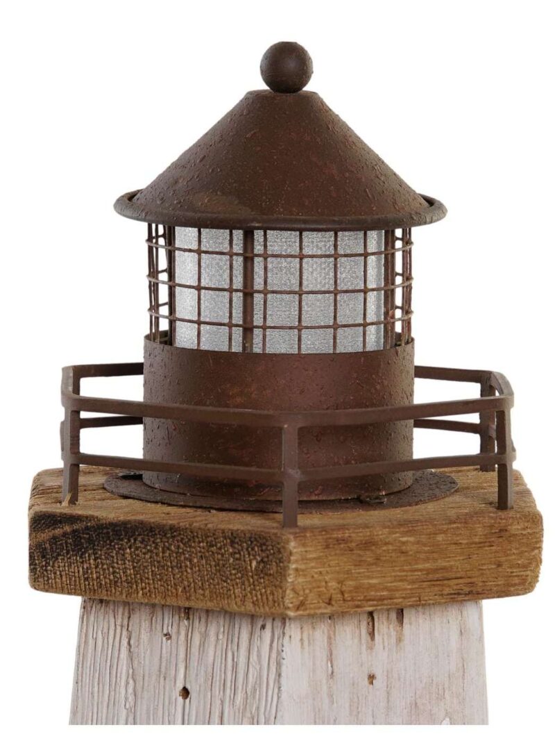 Faro Bianco In Legno Paulownia Con Illuminazione Interna A Led