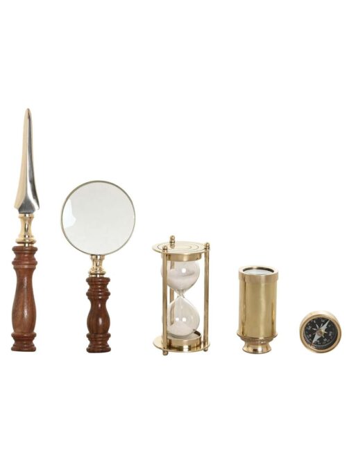 Set Cannocchiale in Ottone con Confezione in Legno di Sheesham