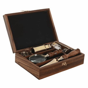 Set Cannocchiale in Ottone con Confezione in Legno di Sheesham
