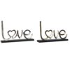 Decorazione Love In Metallo Su Base In Legno Naturale
