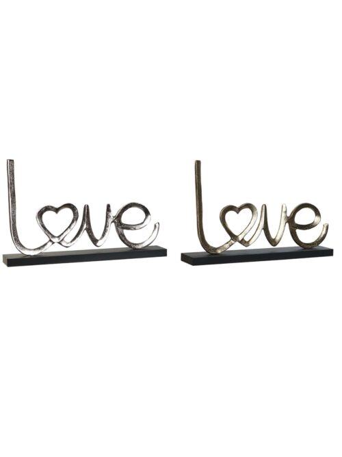 Decorazione LOVE in Metallo su Base in Legno Naturale