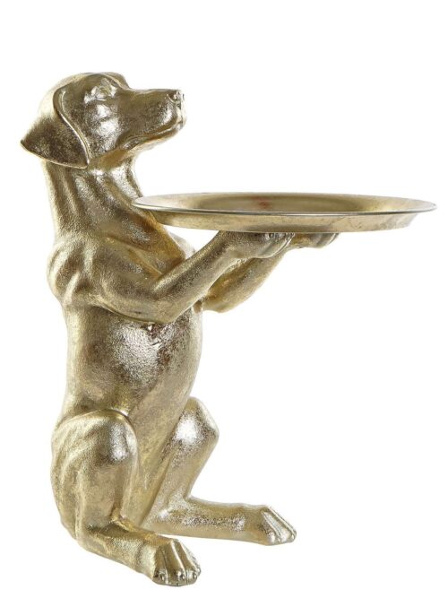 Figura in Resina Ippopotamo Seduto con Vassoio Oro