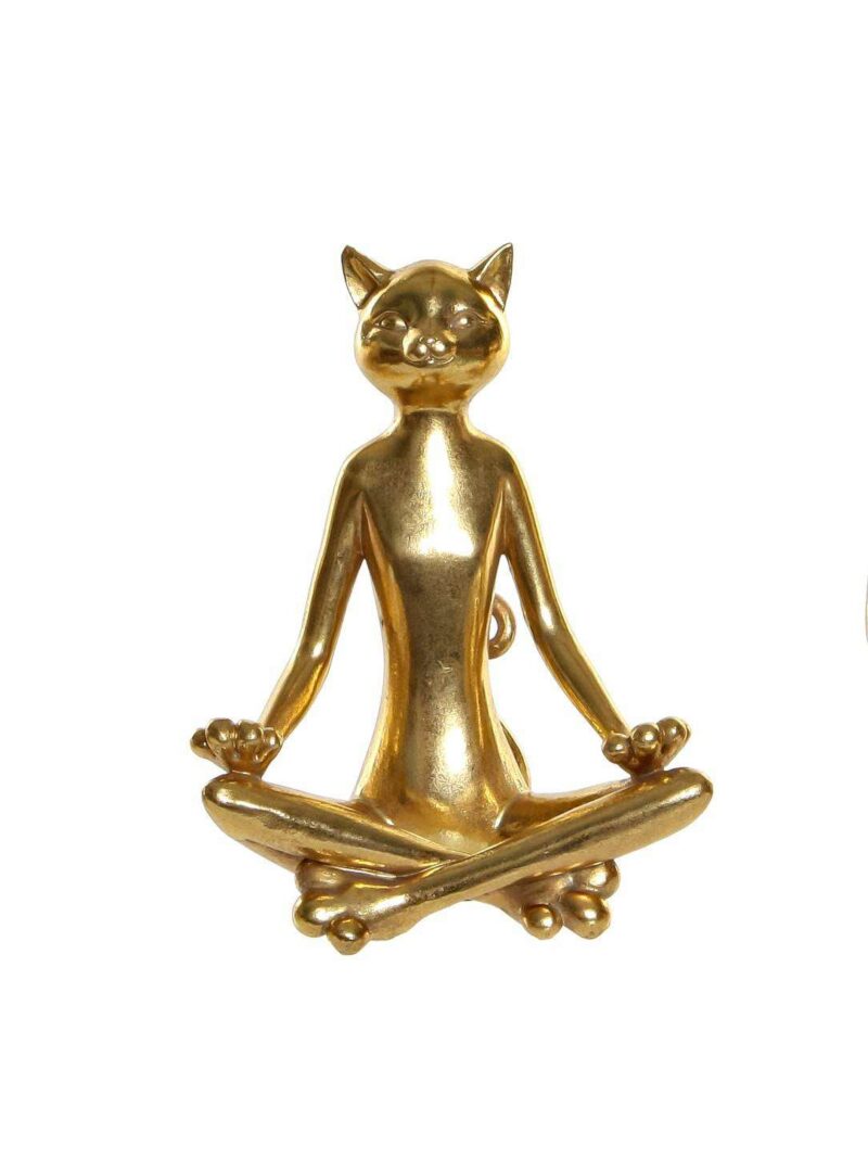 Decorazione In Resina Di Gatto Dorato Che Fa Yoga