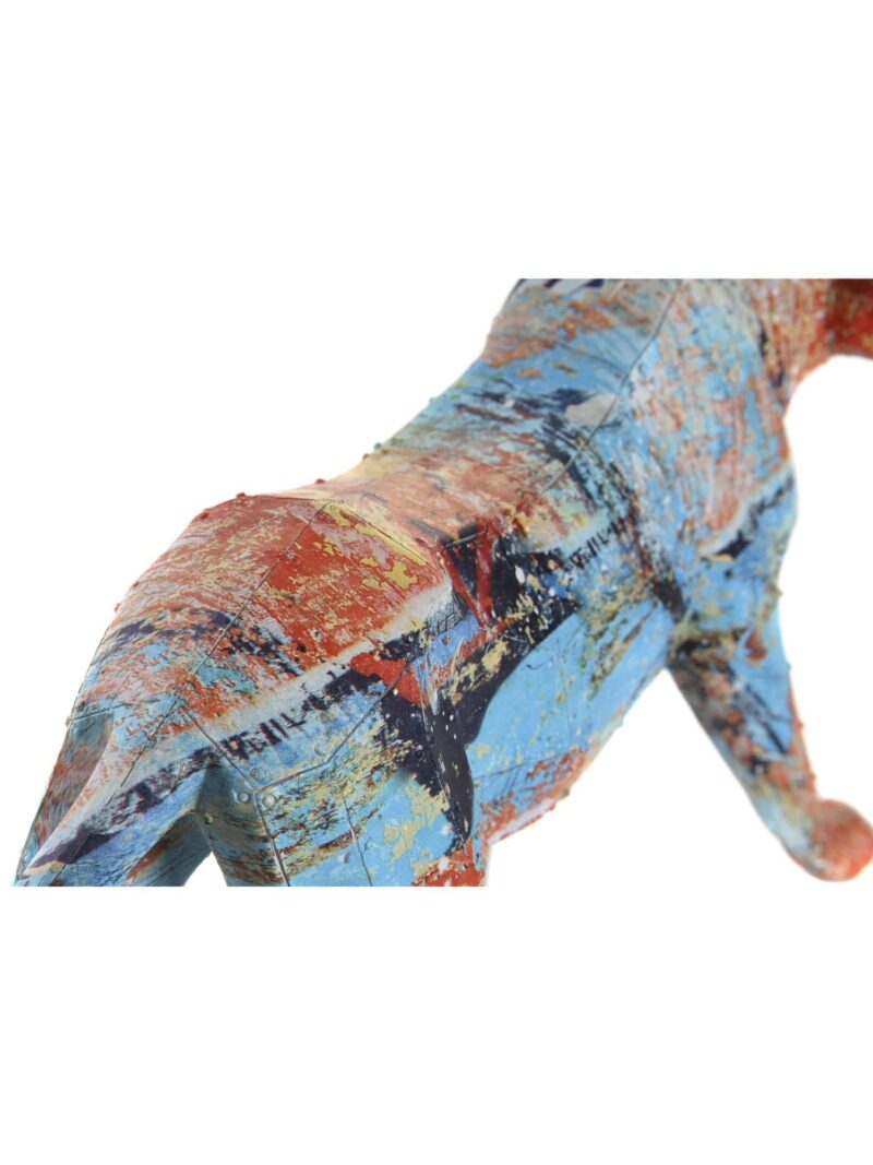 Figura Decorativa In Resina Leopardo Multicolore