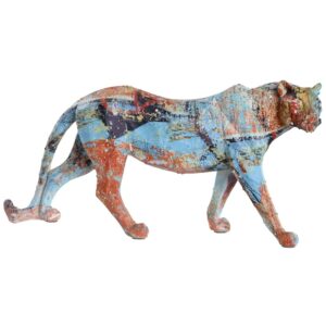 Figura Decorativa in Resina Leopardo Multicolore