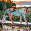 Figura Decorativa In Resina Leopardo Multicolore