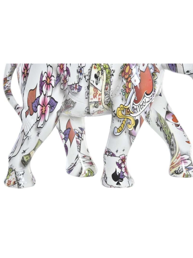 Figura-Decorativa-Elefante-Bianco-Multicolor-In-Resina