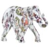 Figura-Decorativa-Elefante-Bianco-Multicolor-In-Resina