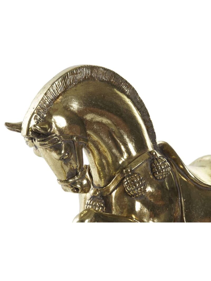 Figura Decorativa Cavallo Dorato In Resina
