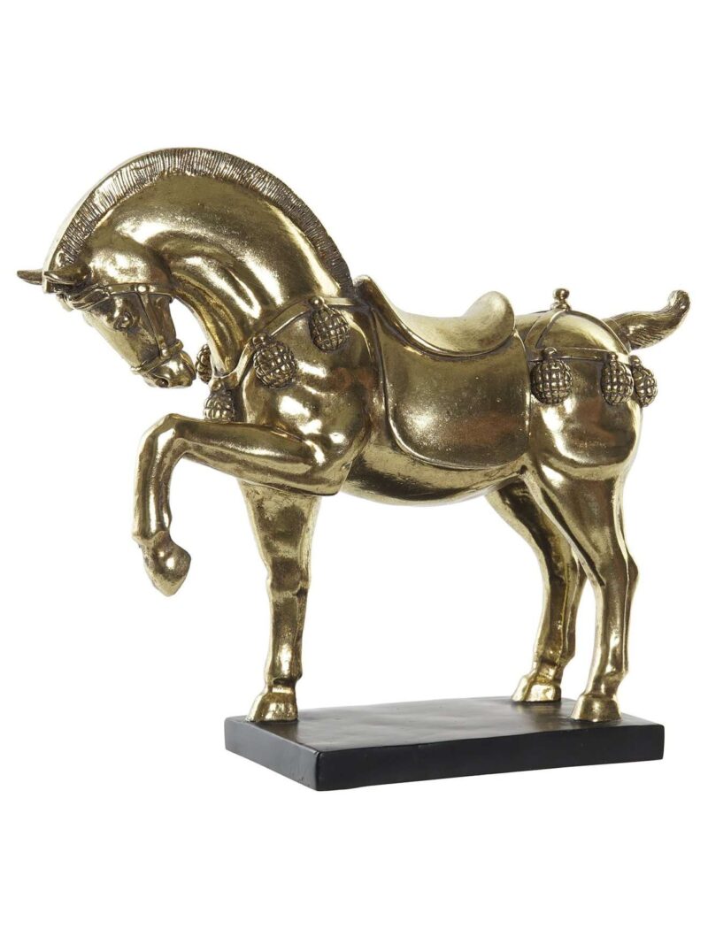 Figura Decorativa Cavallo Dorato In Resina