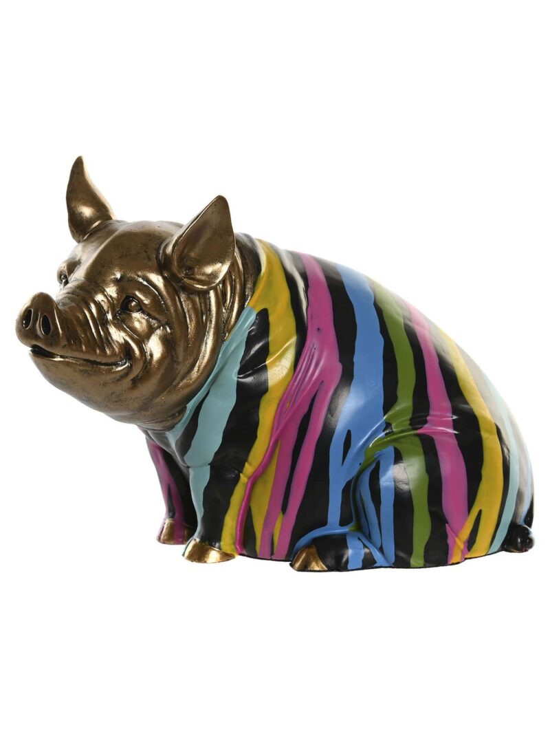 Statuetta In Resina Porcellino Multicolore