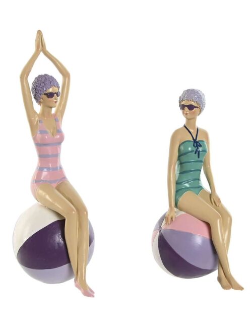 Figura Decorativa di Donna in Costume Vintage su Palla