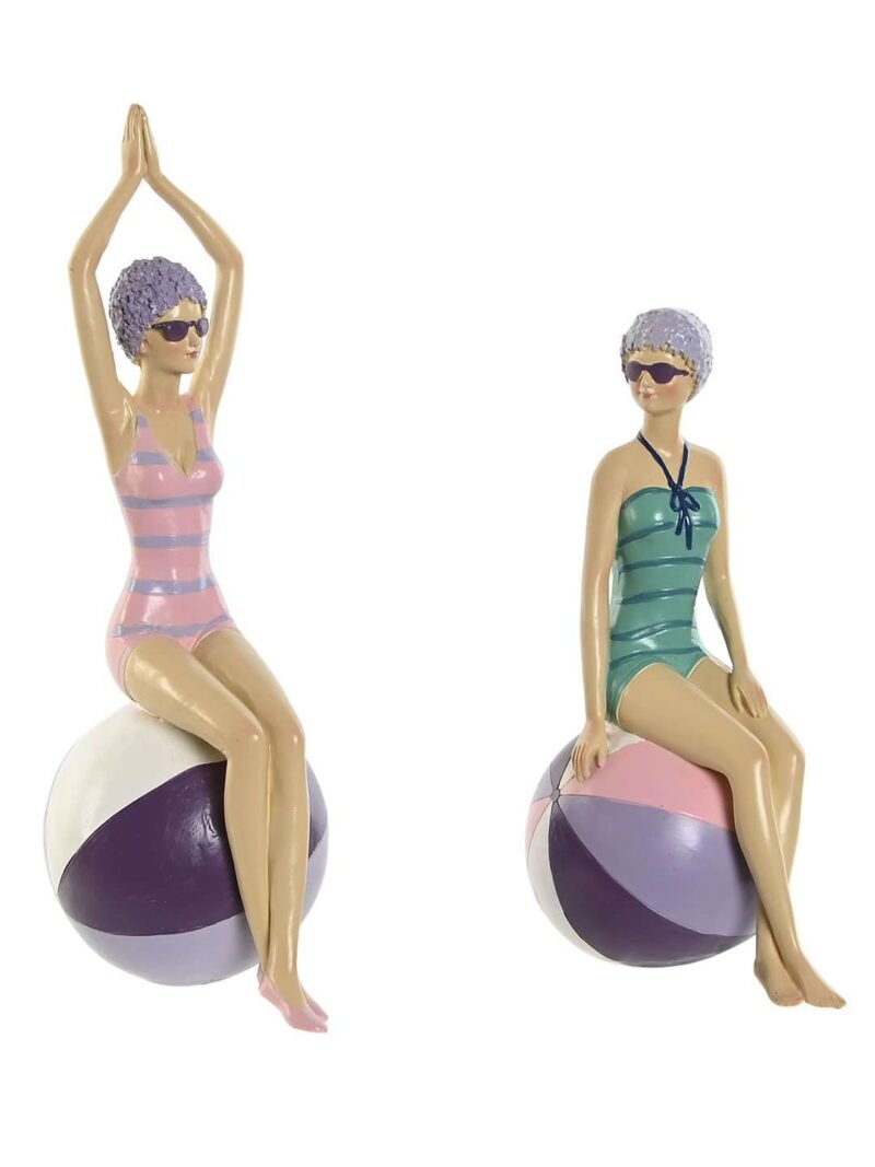Figura Decorativa Di Donna In Costume Vintage Su Palla
