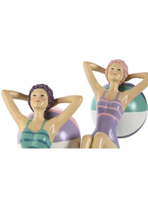 Figura Decorativa di Donna in Costume Vintage con Palla
