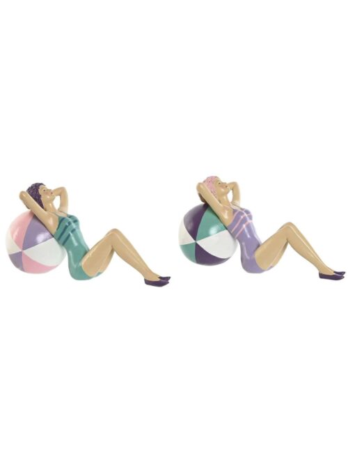 Figura Decorativa di Donna in Costume Vintage con Palla