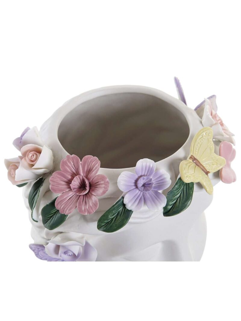 Vaso Testa Di Donna Con Fiori Sui Capelli In Porcellana