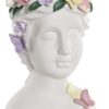 Vaso Testa Di Donna Con Fiori Sui Capelli In Porcellana