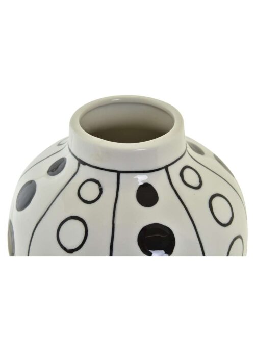 Vaso in Porcellana Bianca con Cerchi Neri