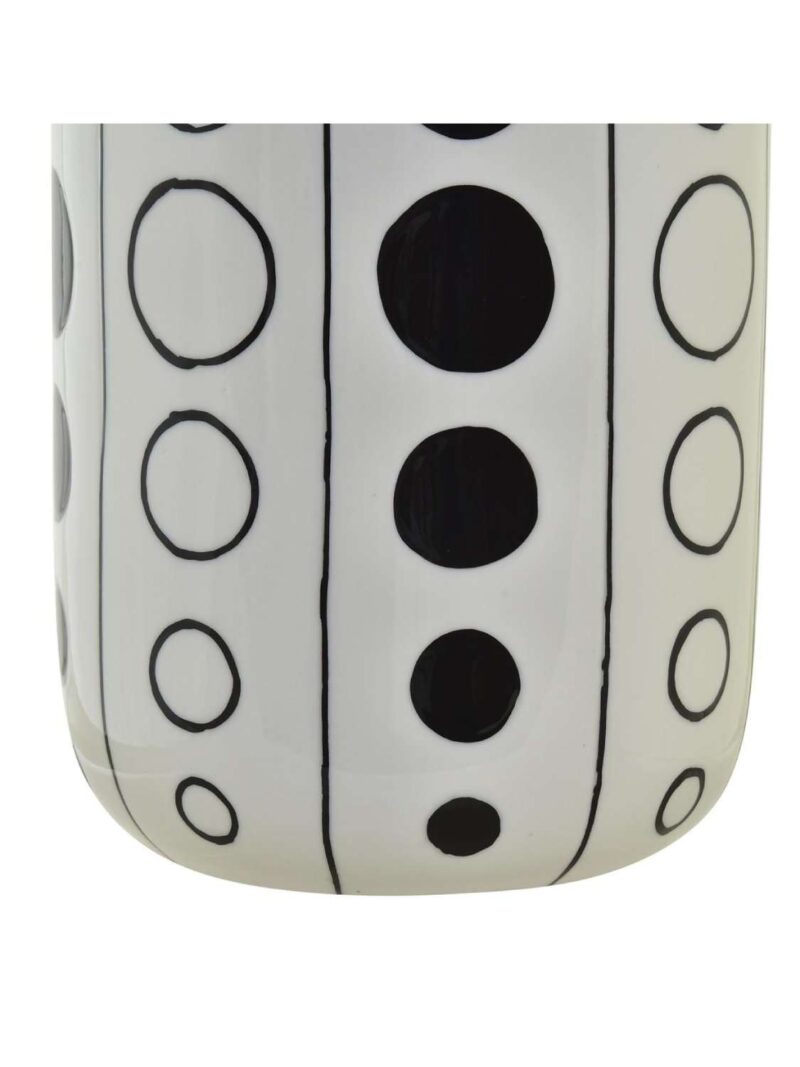 Vaso In Porcellana Bianca Con Cerchi Neri