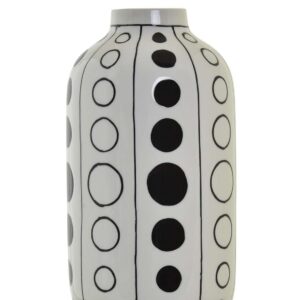 Vaso in Porcellana Bianca con Cerchi Neri