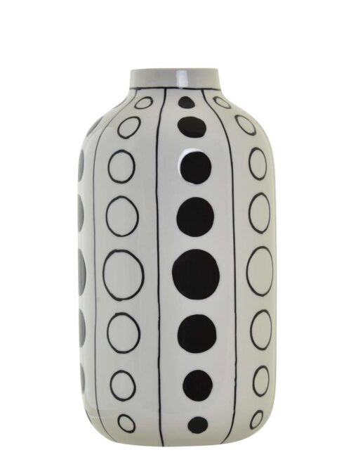 Vaso in Porcellana Bianca con Cerchi Neri