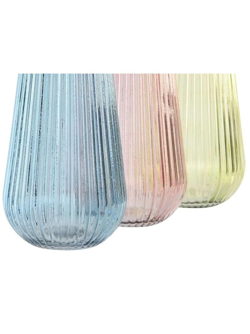 Vaso In Cristallo Azzurro Rosa Verde 14X14X30