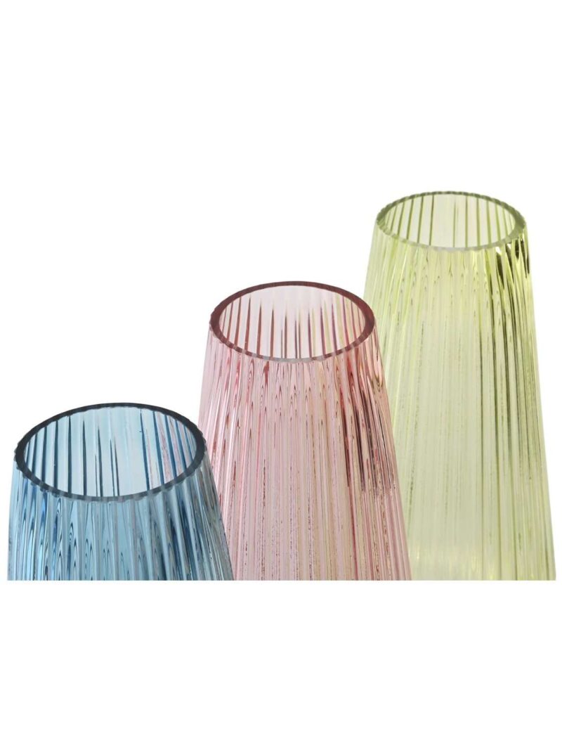 Vaso In Cristallo Azzurro Rosa Verde 14X14X30