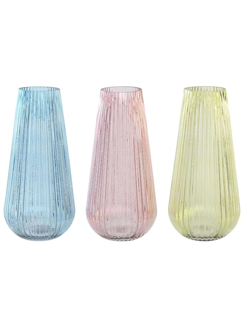 Vaso In Cristallo Azzurro Rosa Verde 14X14X30