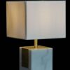 Lampada Da Tavolo Con Base Cubo Di Marmo E Paralume Bianco