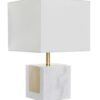 Lampada Da Tavolo Con Base Cubo Di Marmo E Paralume Bianco