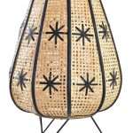 LAMPADA DA TAVOLO o da Terra RATTAN e METALLO con Motivo Fiore