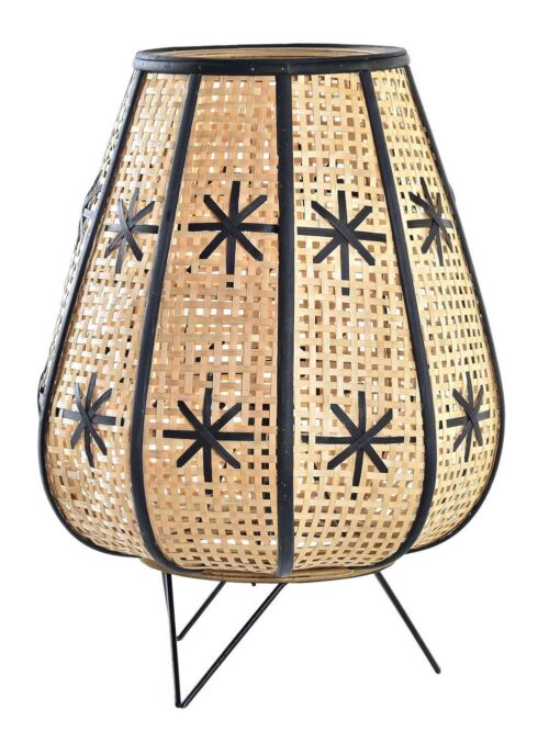 LAMPADA DA TAVOLO o da Terra RATTAN e METALLO con Motivo Fiore