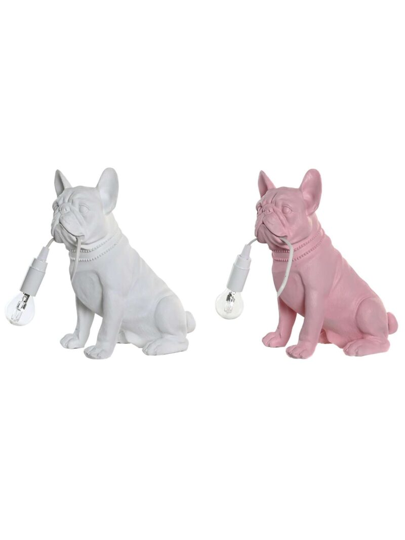 Lampada Tavolo Cane Bulldog In Resina Colorato
