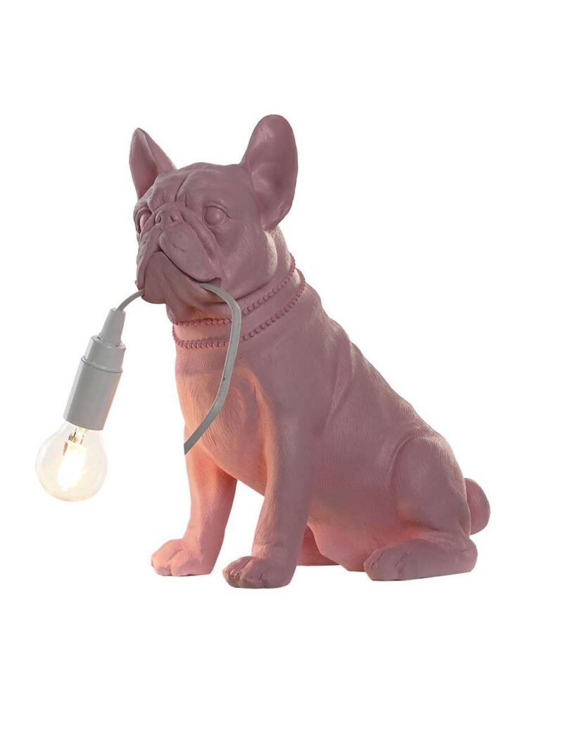 Lampada Tavolo Cane Bulldog In Resina Colorato