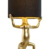 Lampada Da Tavolo Lucertola Dorata Paralume Cotone Nero