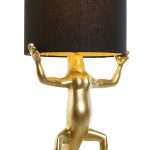 Lampada da Tavolo Lucertola Dorata Paralume Cotone Nero