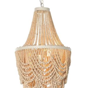Lampadario da Soffitto Ornato con Palline in Legno Naturale