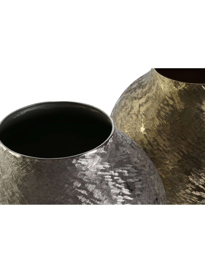 Vaso Rotondo In Alluminio Raschiato Argento