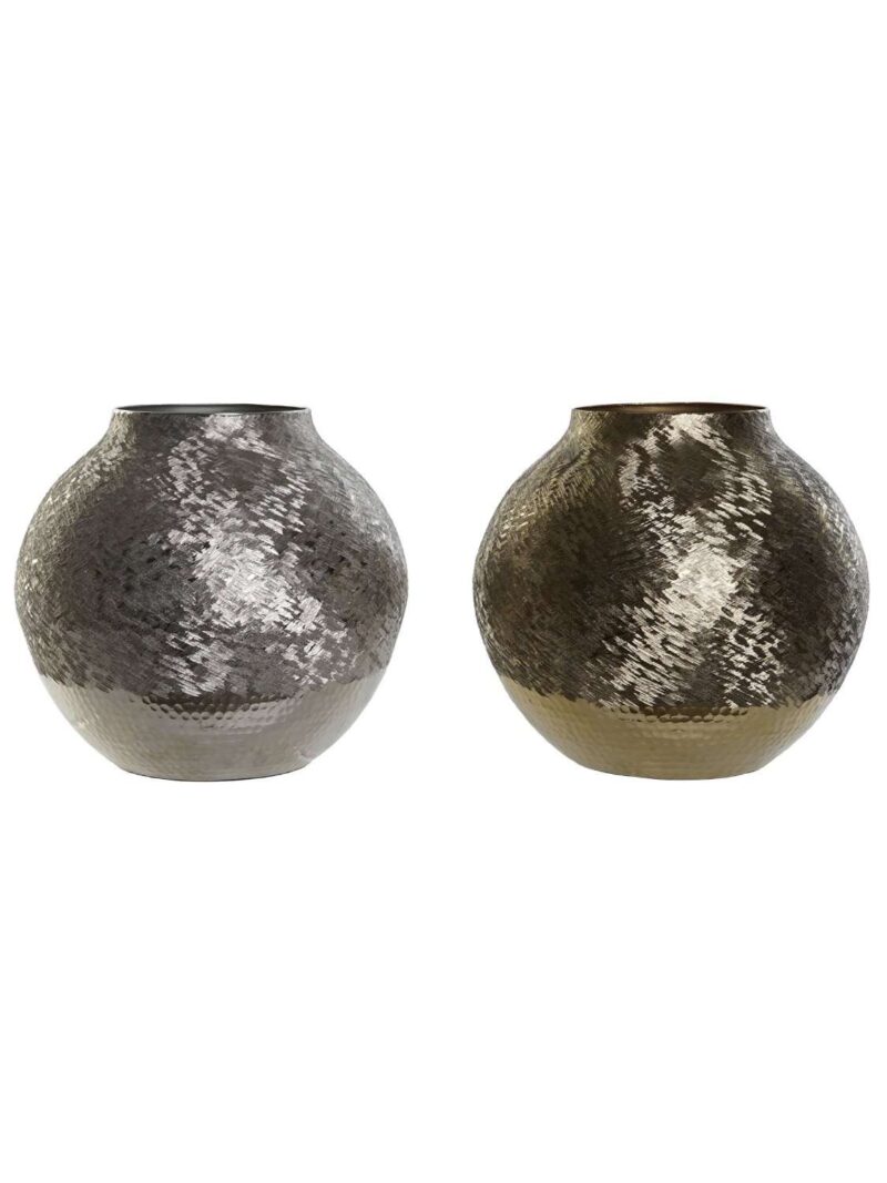 Vaso Rotondo In Alluminio Raschiato Argento